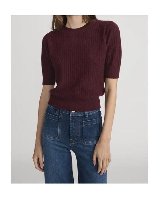 FRAME Red Crew Neck Short-Sleeved Sweater