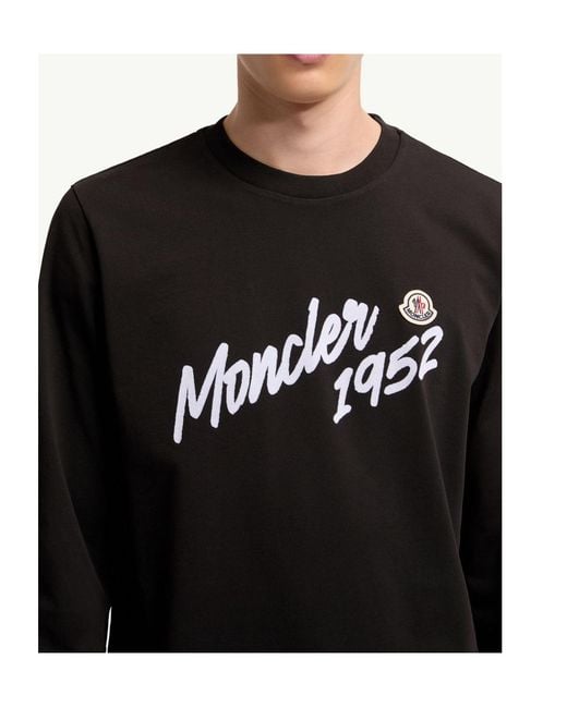 Moncler Black Logo Cotton Jersey Long Sleeve T-Shirt for men