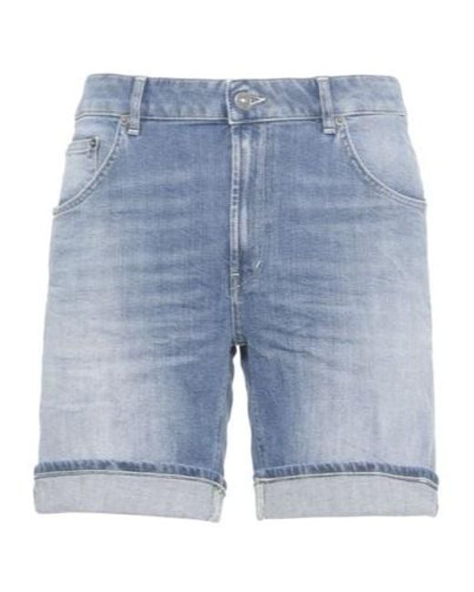 Dondup Blue Cuffed Denim Shorts for men