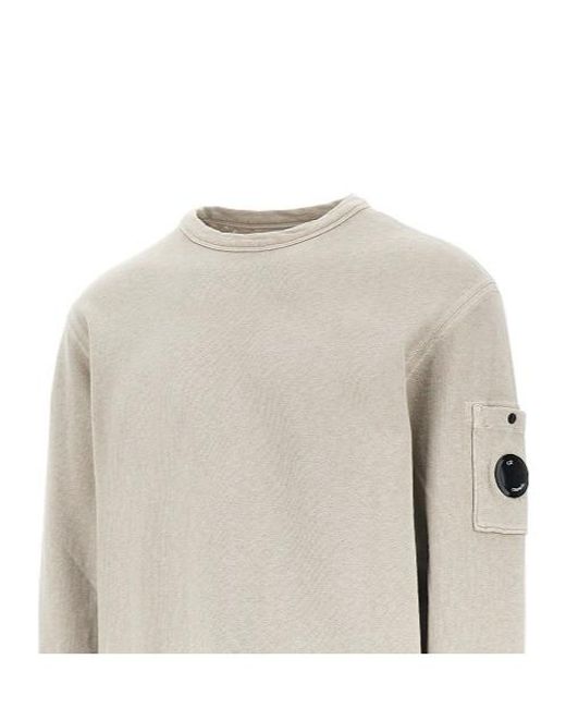 C P Company White Lens Crewneck Sweatshirt for men