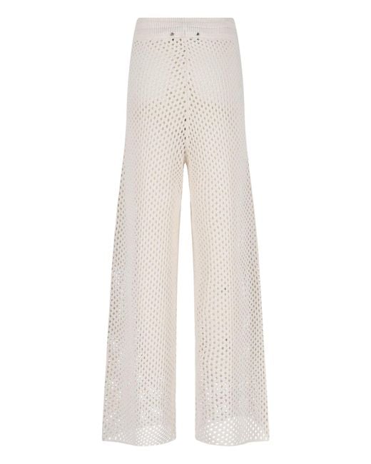 Golden Goose Deluxe Brand White Open-Knit Wide-Leg Drawstring Pants