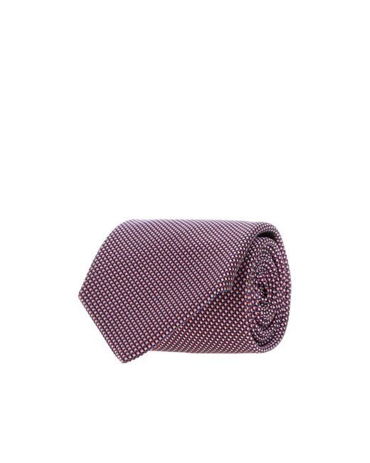 Brioni Purple Embroidered Tie for men