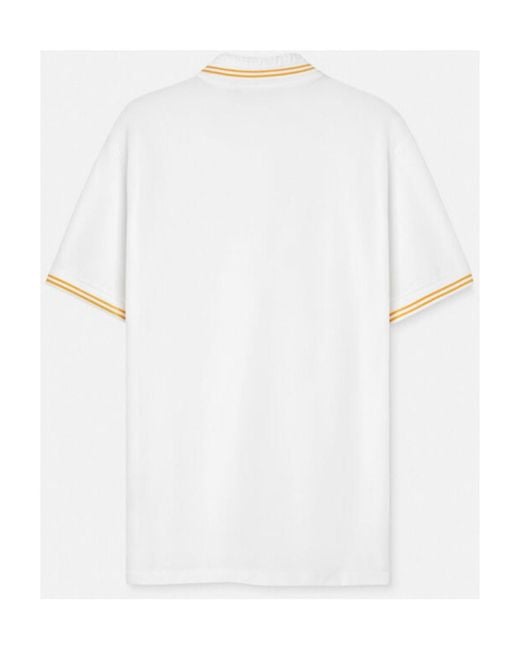 Versace White Medusa-Embroidered Short-Sleeved Polo Shirt for men