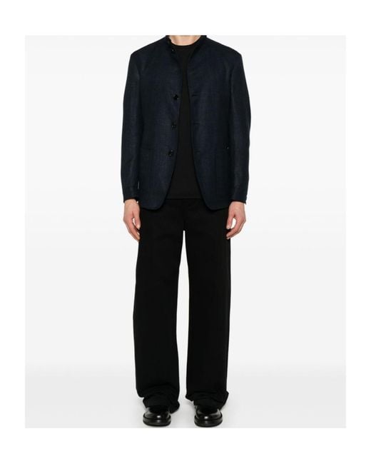 Zegna Black Logo Embroidered Crewneck T-Shirt for men