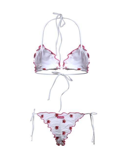 Mc2 Saint Barth White Triangle Bikini With Print
