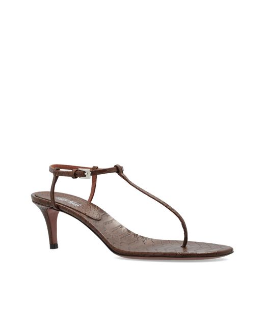 Paris Texas White Crocodile-Effect Leather Sandals