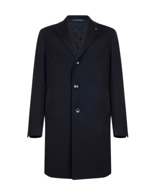 Tagliatore Blue Single Breasted Coat for men