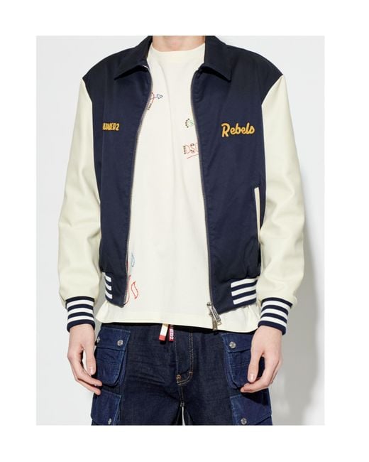 DSquared² Blue Rebels Varsity Bomber Jacket for men