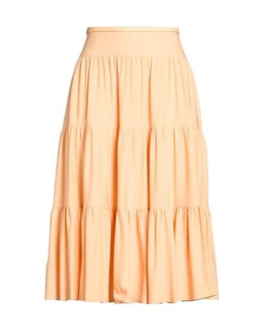Chloé Orange Pleated Chiffon Midi Skirt