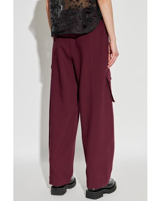 Ganni Red Cargo Trousers