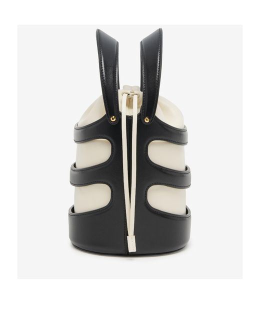 McQueen White Logo Printed Drawstring Bucket Bag