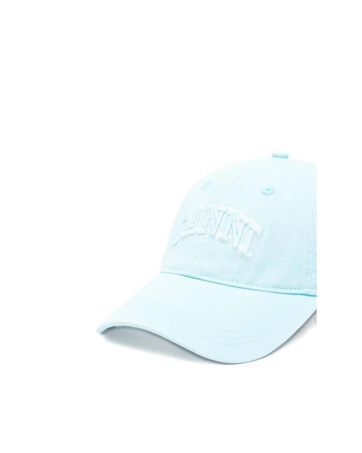 Ganni Blue Logo-Embroidered Cap Hat