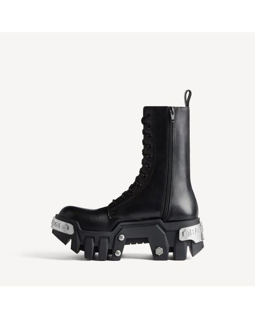 Balenciaga Black Bulldozer Platform Lace-Up Boots