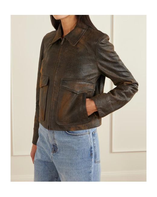 Jonathan Simkhai Green Textured-Leather Jacket