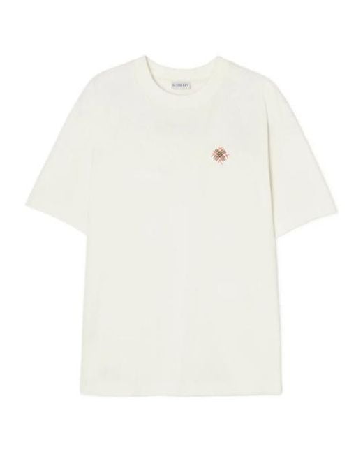 Burberry White Logo Cotton T-Shirt for men