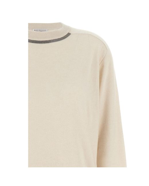 Brunello Cucinelli White Crewneck Knitted Jumper