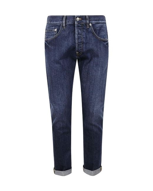 Dondup Blue Slim-Fit Cuffed Jeans for men