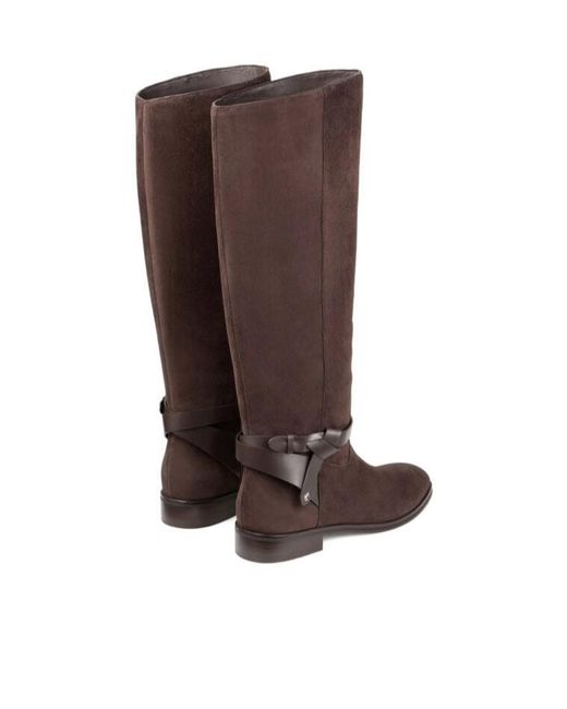 Jimmy Choo Brown Logo Thigh-High Boots