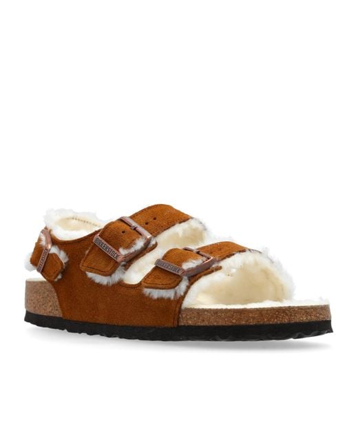 Birkenstock Brown Milano Shearling Buckled Sandals