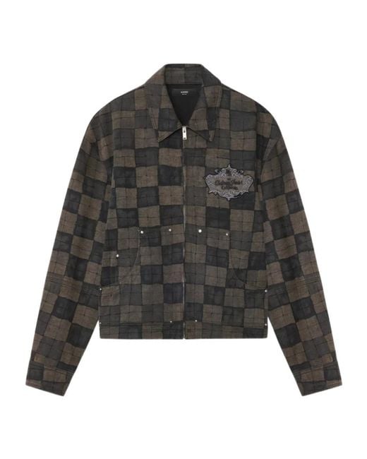 Amiri Gray Checked Denim Jacket for men