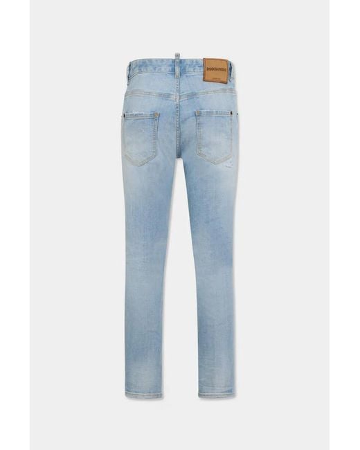 DSquared² Blue Super Bleached Stretch Teddy Jeans