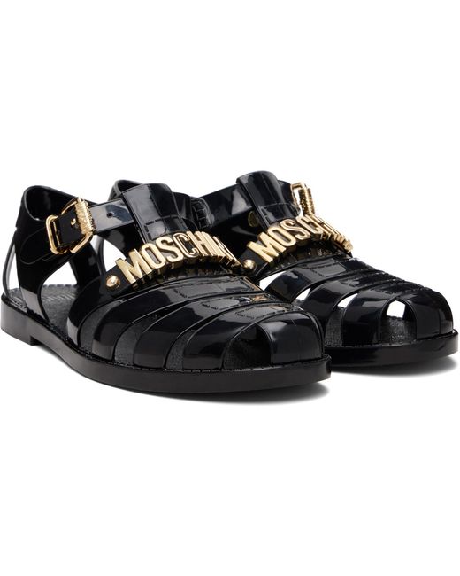 Moschino Black Jelly Logo Sandals for men