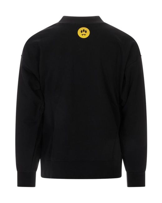 Barrow Black Logo Printed Crew-Neck Sweatshirt for men