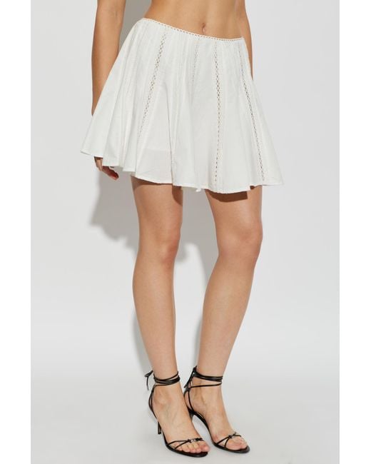 AllSaints White Pleated Midi Skirt