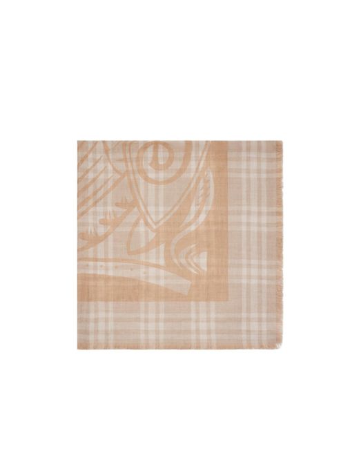 Burberry Natural Checked Frayed-Edeg Scarf for men