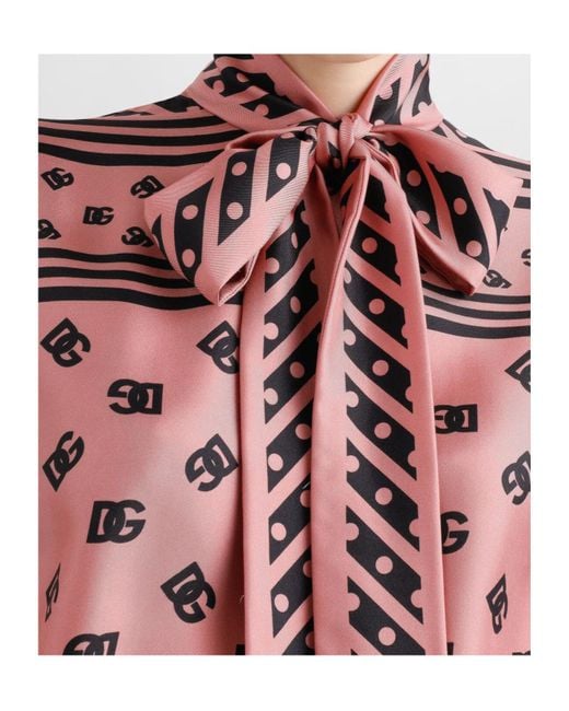 Dolce & Gabbana Red Logo-Print Blouse