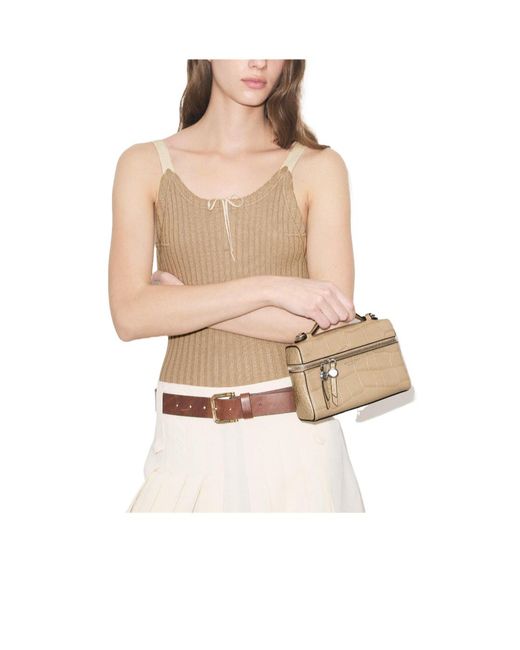 Tory Burch Natural Crocembossed Boxshaped Bag
