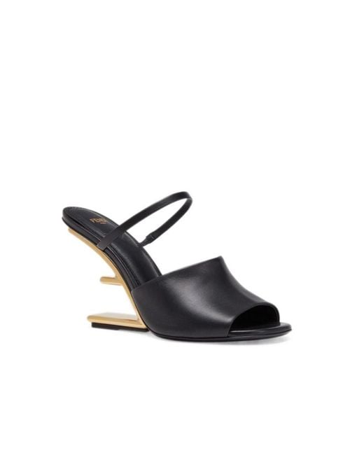 Fendi Black First Sculpted Heel Sandals
