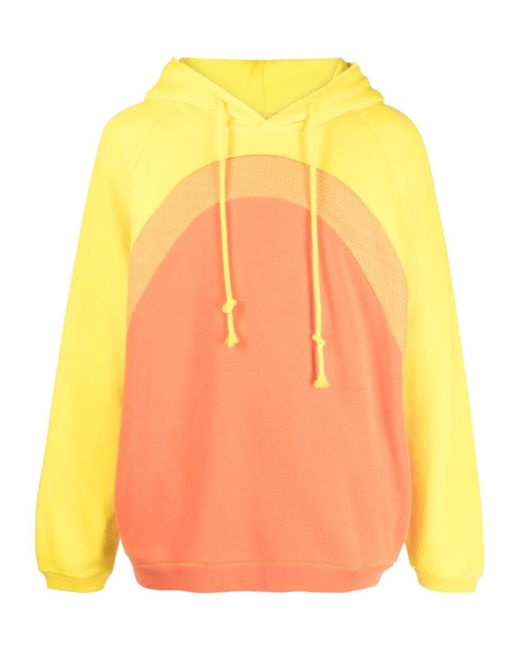 ERL Orange Knit-Panelled Drawstring Hoodie for men