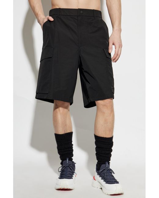 Moncler Black Logo Patch Cargo Shorts for men