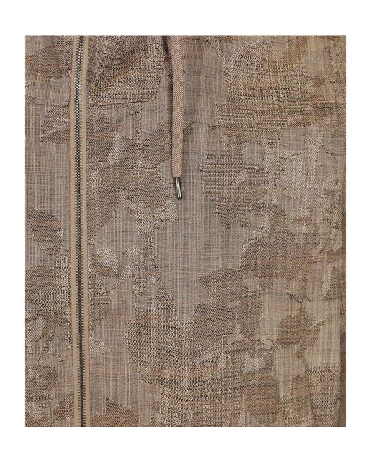 Herno Brown Jacquard Hooded Jacket for men