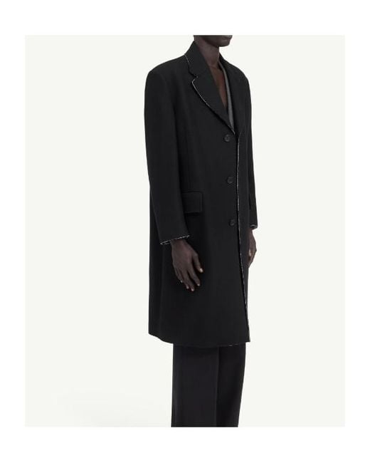 MM6 by Maison Margiela Black Raw-Edge Finish Coat for men