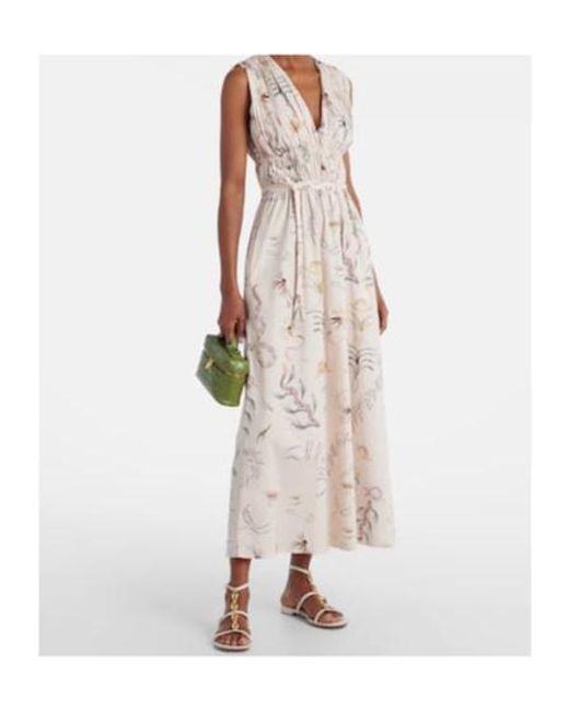 Altuzarra White Fie Printed Cotton-Blend Midi Dress