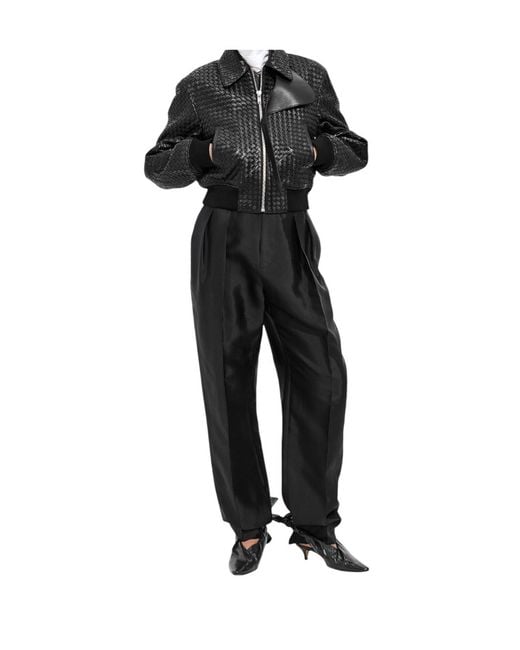 Bottega Veneta Black Intrecciato Leather Blouson