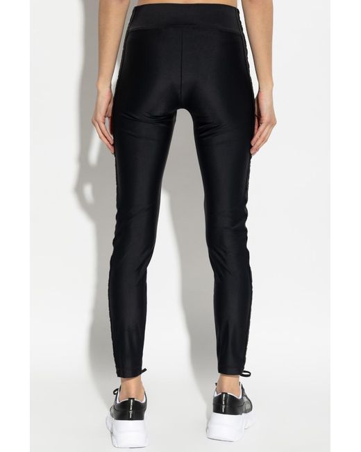 Versace Jeans Black Couture Logo Detailed Stretched Leggings
