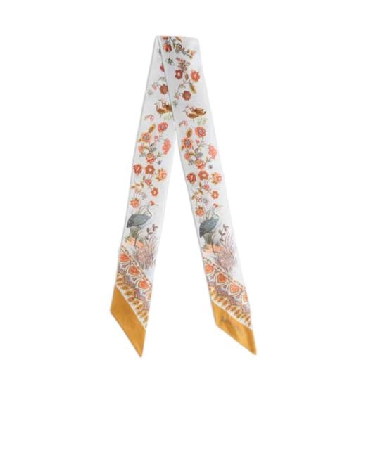 Etro White Flora And Fauna Printed Paisleyina Scarf