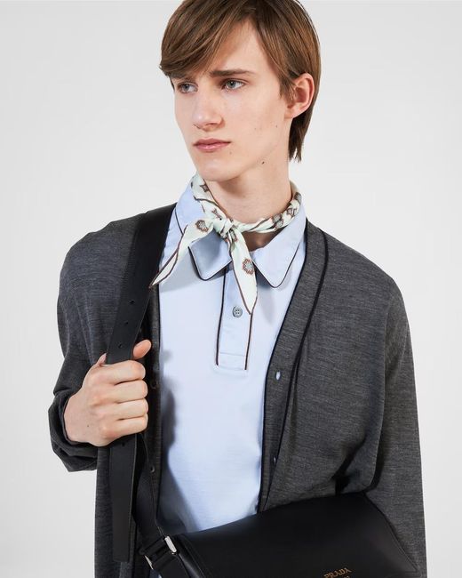 Prada Gray Wool Cardigan for men