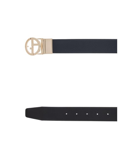 Giorgio Armani White Logo-Buckle Leather Belt for men
