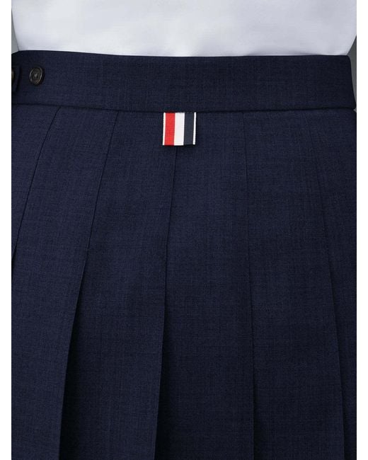 Thom Browne Blue Pleated Mini Skirt
