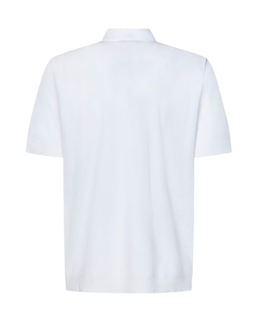 Herno White Short-Sleeved Knitted Polo Shirt for men