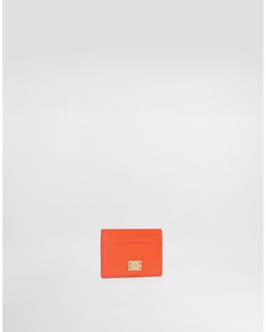 Dolce & Gabbana Orange Logo Plaque Card Holder