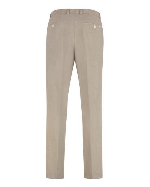 Boss Gray Boss Micro-Patterned Stretch Slim-Fit Suit Trousers for men
