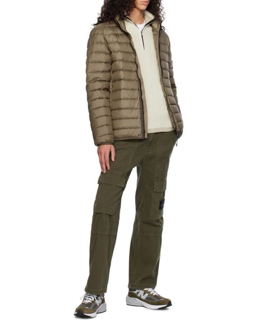 Stone Island Brown Zip Up High Neck Padded Jacket for men