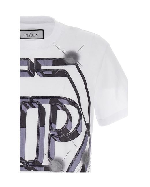Philipp Plein Gray T-Shirt With Round Neck And Short Sleeves for men