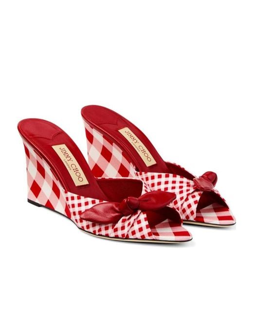 Jimmy Choo Red Pointed-Toe High-Heeled Sandals