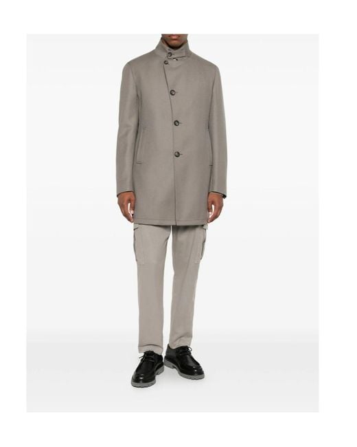 Tagliatore Gray Long-Sleeved Coat for men